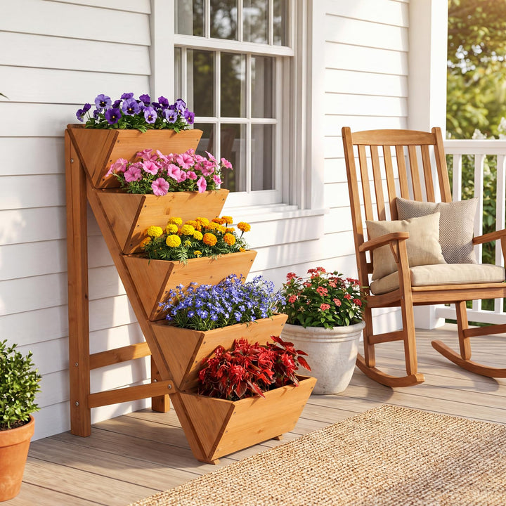 Giantex 5-Tier Wooden Vertical Raised Garden Bed