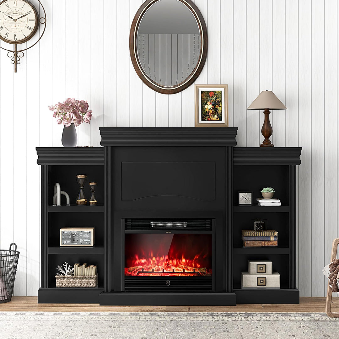 Giantex Electric Fireplace TV Stand - 1500W Electric Fireplace Inserts with 3 Flame Colors