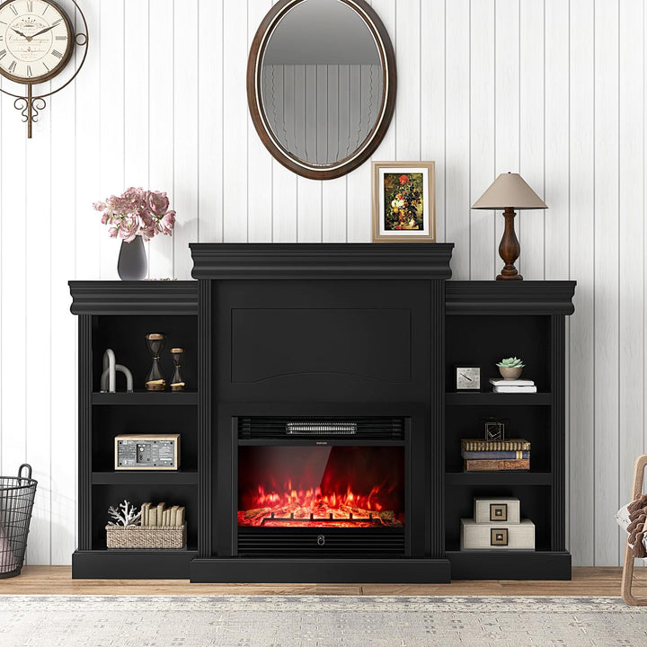 Giantex Electric Fireplace TV Stand - 1500W Electric Fireplace Inserts with 3 Flame Colors