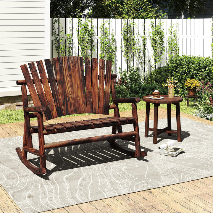 Giantex 1/2 Pcs Outdoor Wooden Rocking Bench（51”x38”x46”）