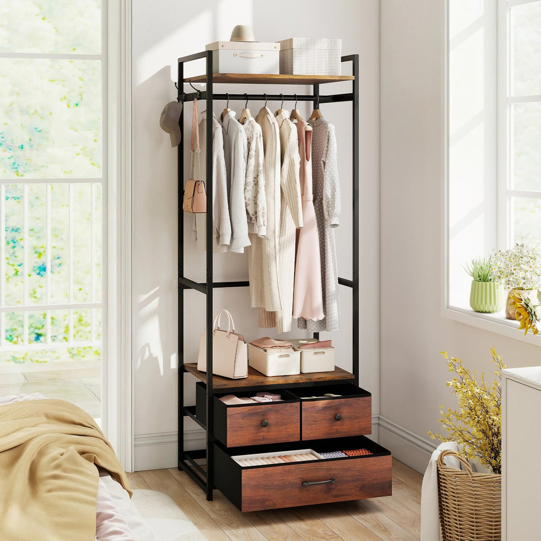 Giantex Clothes Rack with Drawers for Living Room