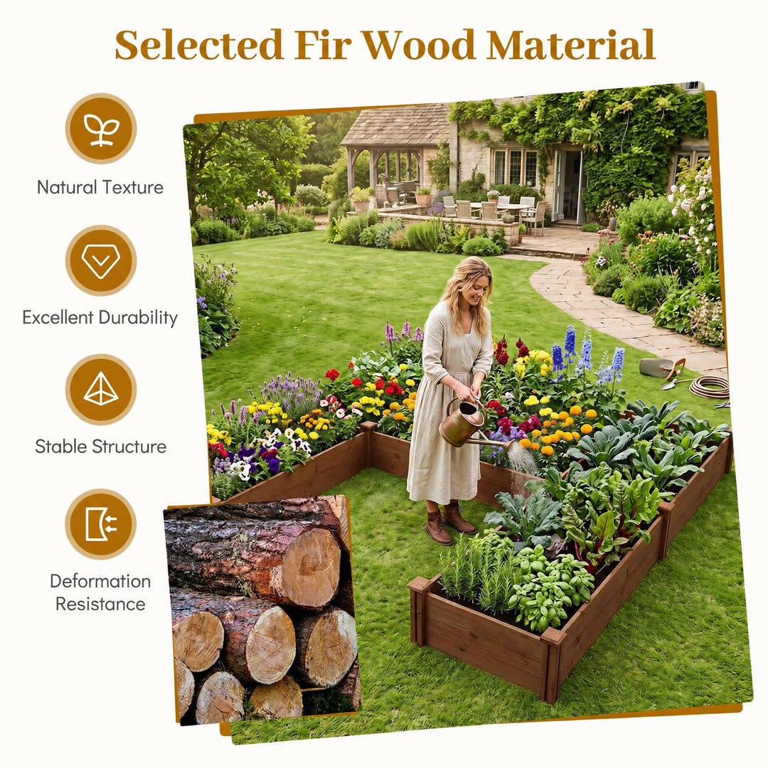 GIANTEX U-Shaped Raised Garden Bed with Open Bottom For Vegetables