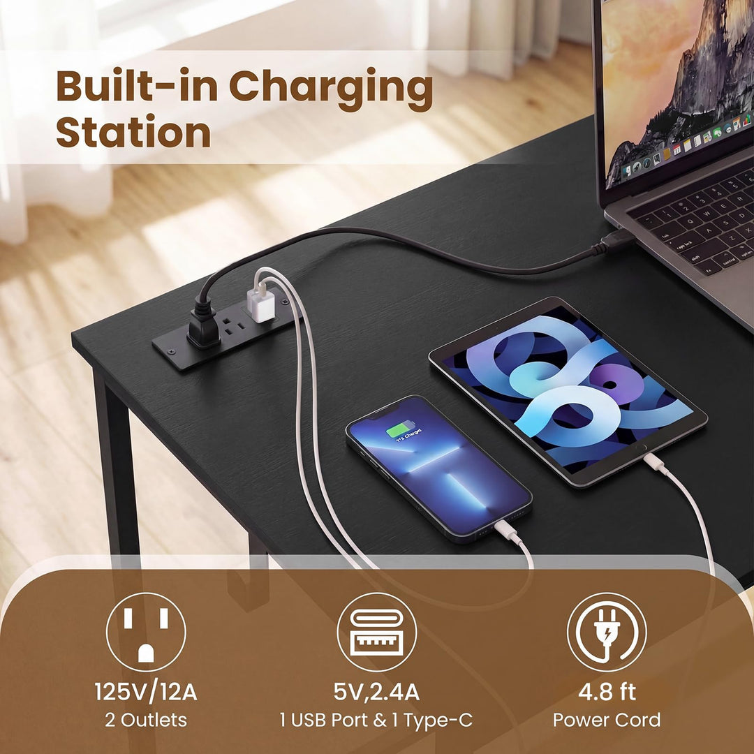 Giantex 38" Home Office Desk with Charging Station