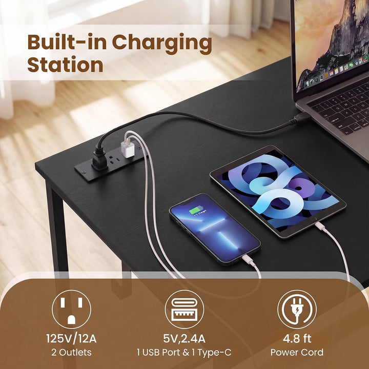 Giantex 38" Home Office Desk with Charging Station