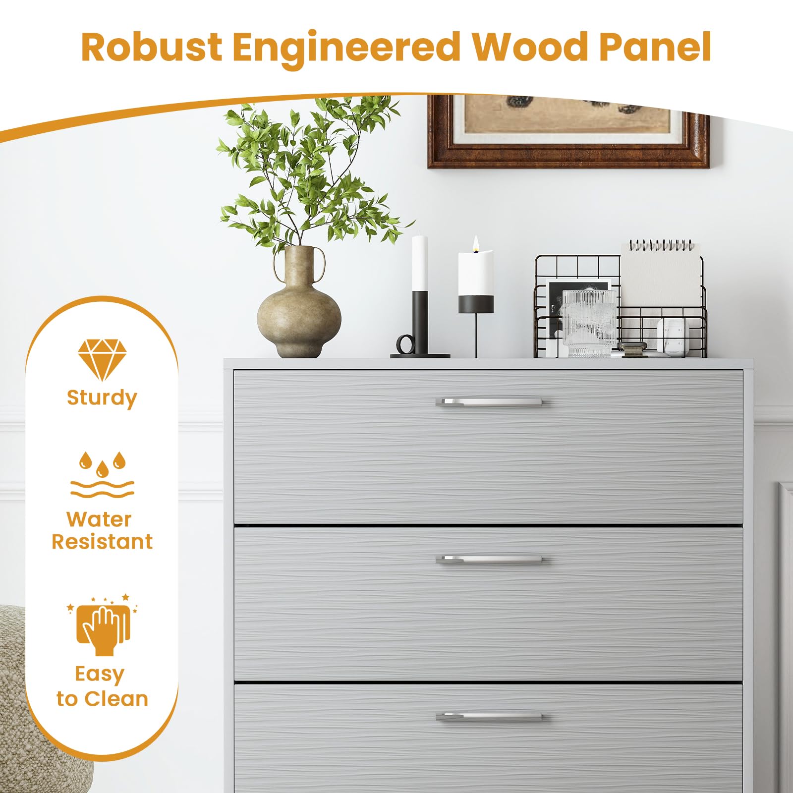 Giantex Storage Cabinet with 4 Drawers, Metal Legs & Handles, Anti-Toppling Devices, Tall Cabinet
