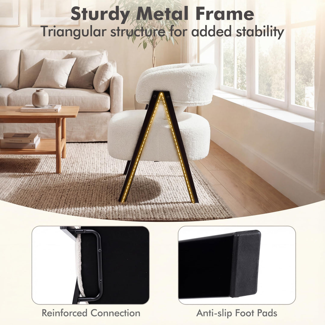 Giantex Barrel Accent Chair Faux Rabbit Fur Upholstered Armchair