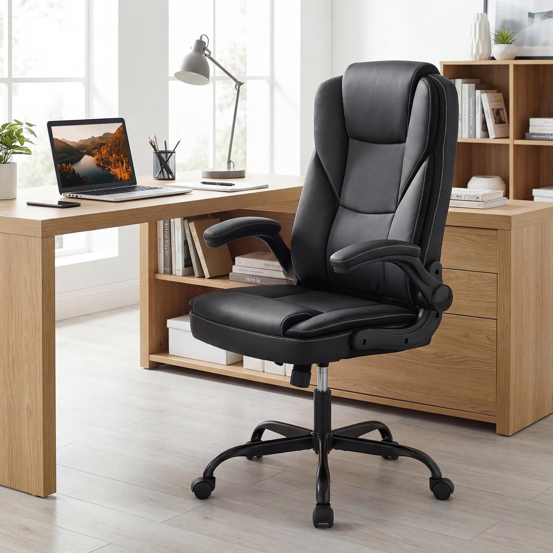 Giantex Leather Ergonomic Computer Desk Chair with Rocking Function &amp; Adjustable Height