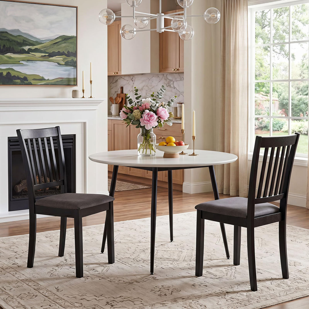 Giantex Modern Farmhouse Wood Slat-Back Kitchen Chairs w/Padded Seat (2/4)