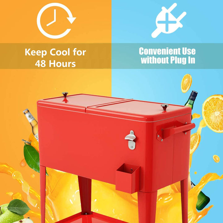 Giantex 80 Quart Patio Cooler Rolling Cooler Ice Chest with Shelf