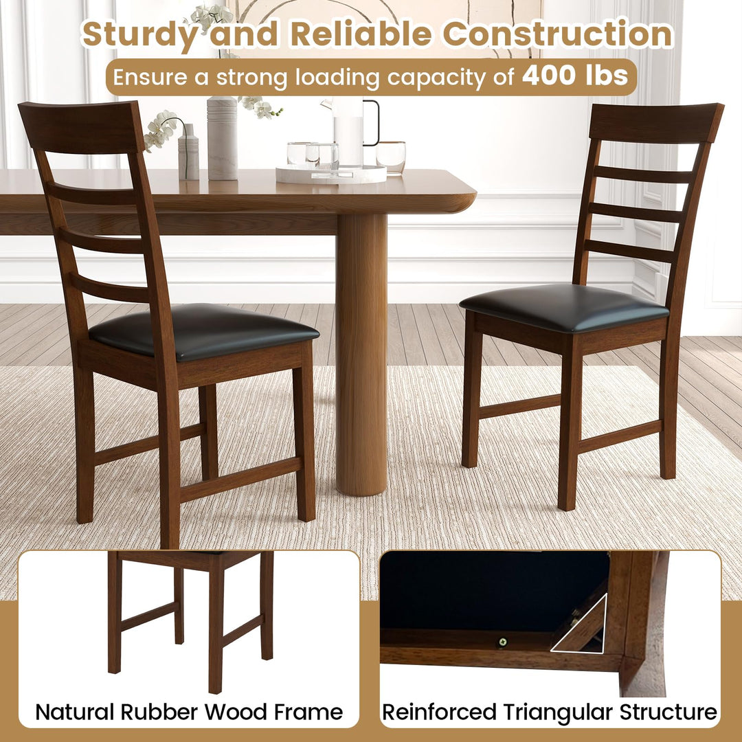 Giantex Wooden Dining Chairs Set of 2/4, PU Leather Upholstered Kitchen Chairs w/Rubber Wood Frame