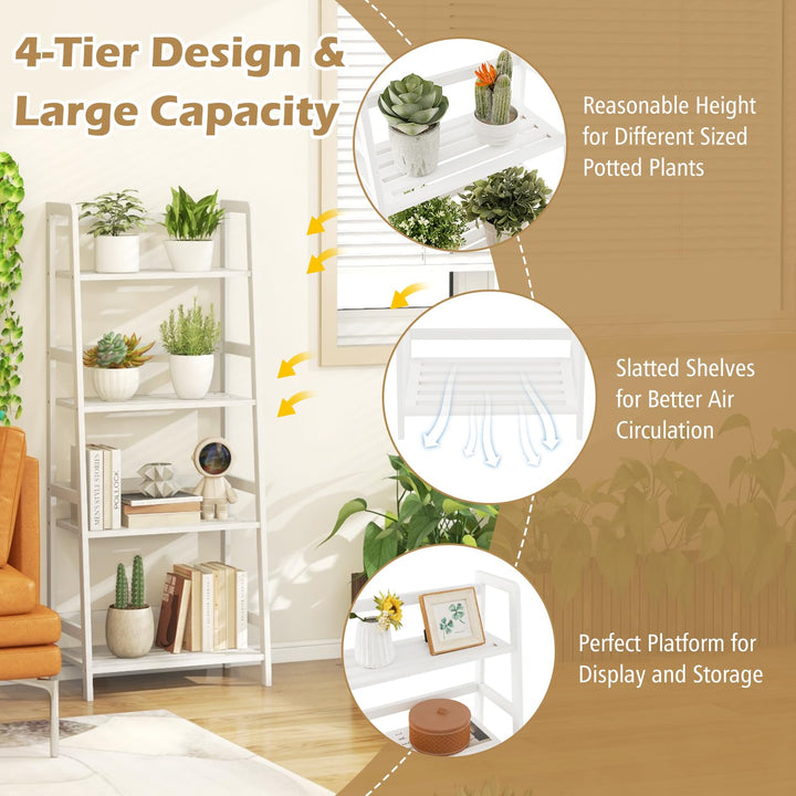 Giantex 4-Tier Bamboo Plant Stand Flower Pots Holder Display Shelf, 47.5"