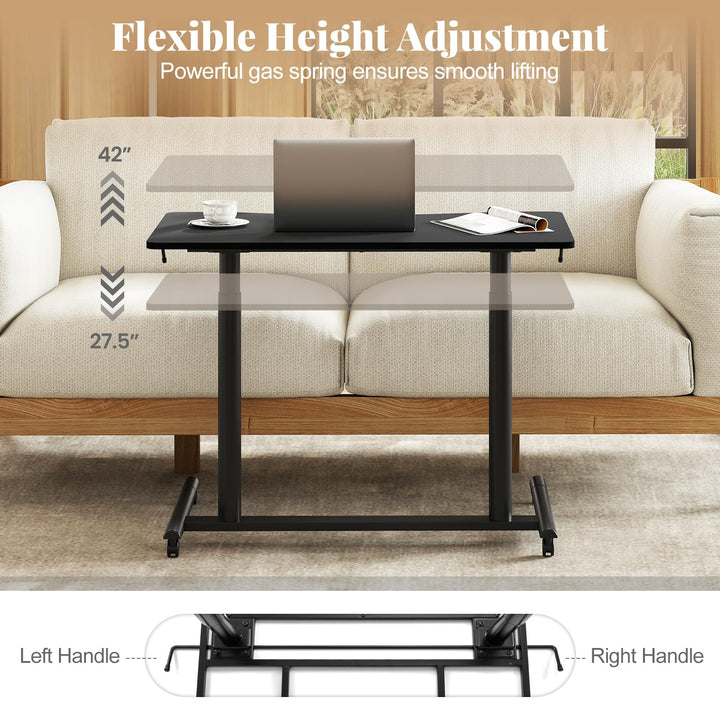 Giantex Mobile Standing Desk Height Adjustable Computer Desk with Wheels & Aluminum Frame