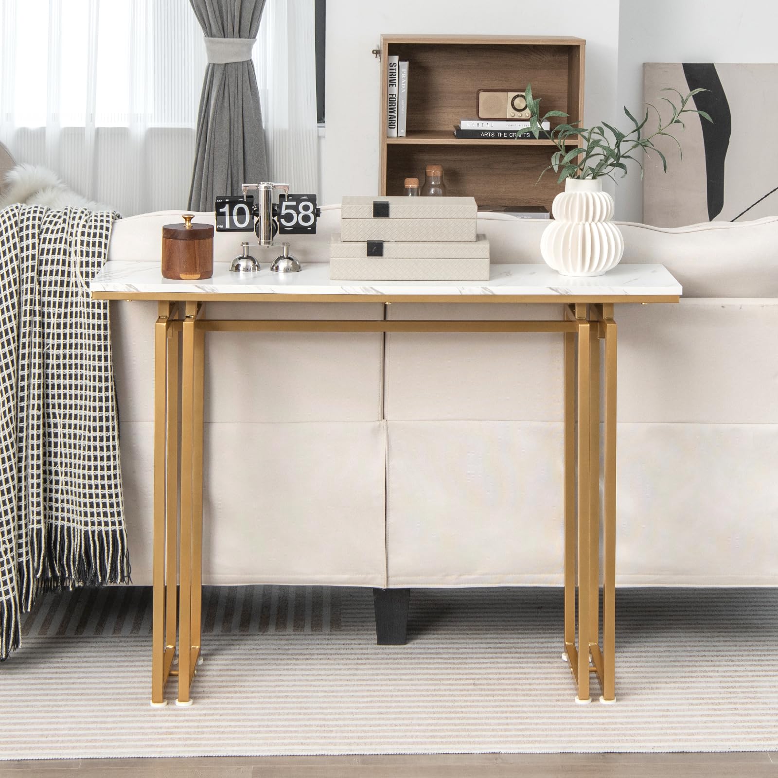 Giantex 43.5" Console Table for Entryway - Faux Marble Sofa Table