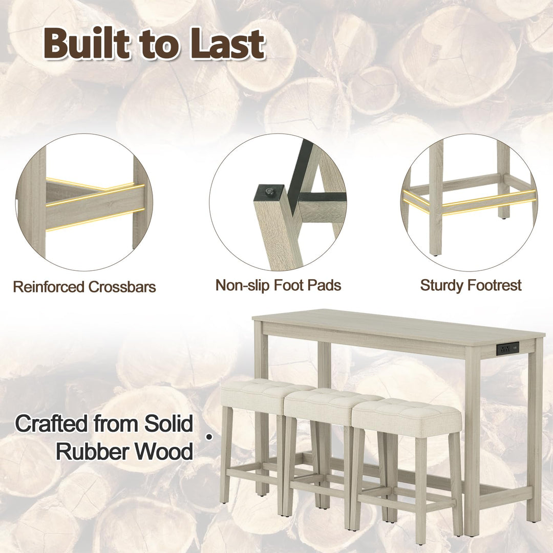 Giantex Counter Height Table with 3 Stools and 4-Piece Breakfast Nook Bar Set