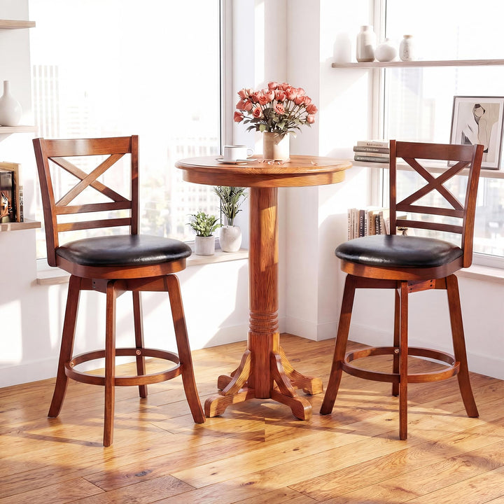 Giantex 25 Inch Swivel Bar Stools Set of 2/4 with PU Faux Leather Upholstered Seat