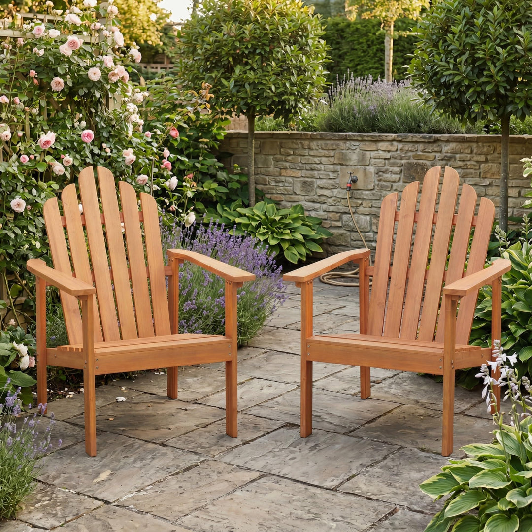 Giantex Outdoor Patio Stackable Adirondack Chair with Slatted Backrest &amp; Seat (1/2/4)
