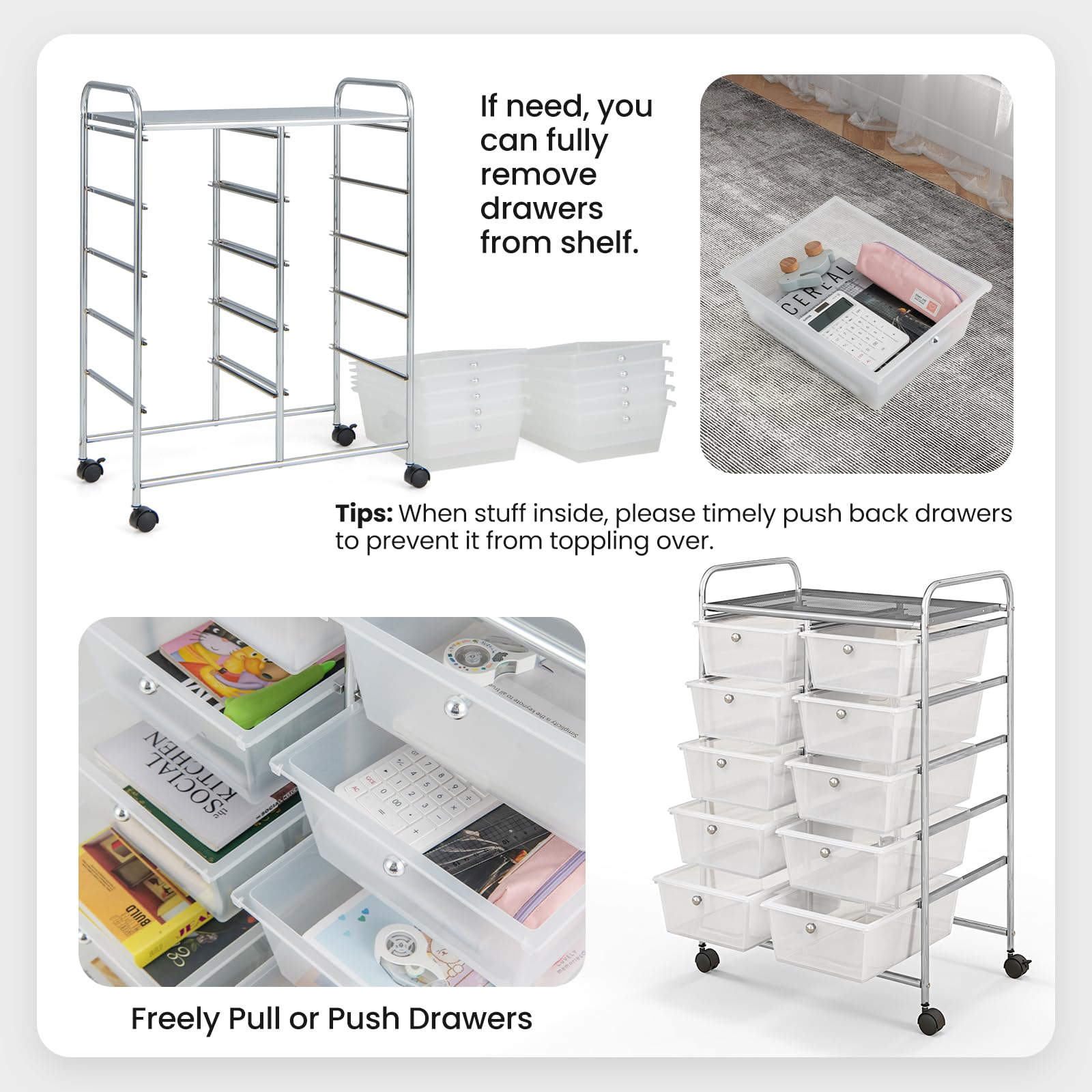 10 Drawers Rolling Cart, Classroom Organizers - Giantex