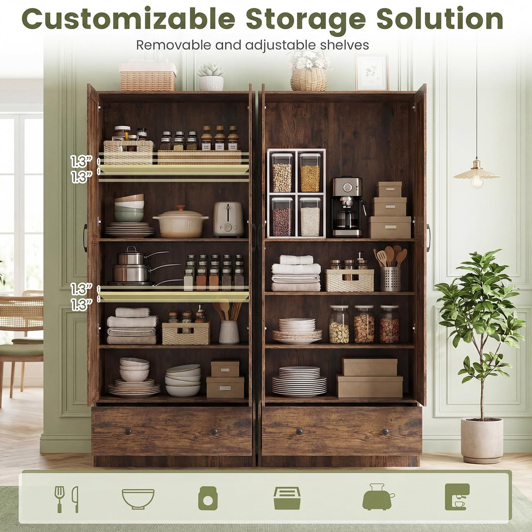 Giantex 72" Tall Kitchen Pantry Cabinet for Dining Room Living Room Bathroom