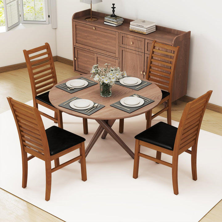 Giantex Wooden Dining Chairs Set PU Leather Upholstered Kitchen Armless Chairs w/Rubber Wood Legs