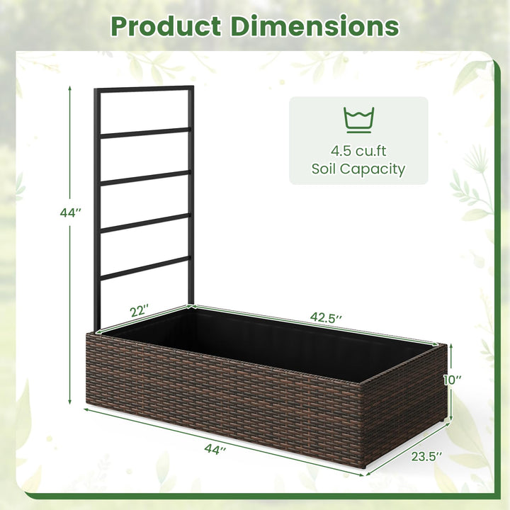 GIANTEX 44" Rattan Raised Garden Bed with Trellis (1/2)