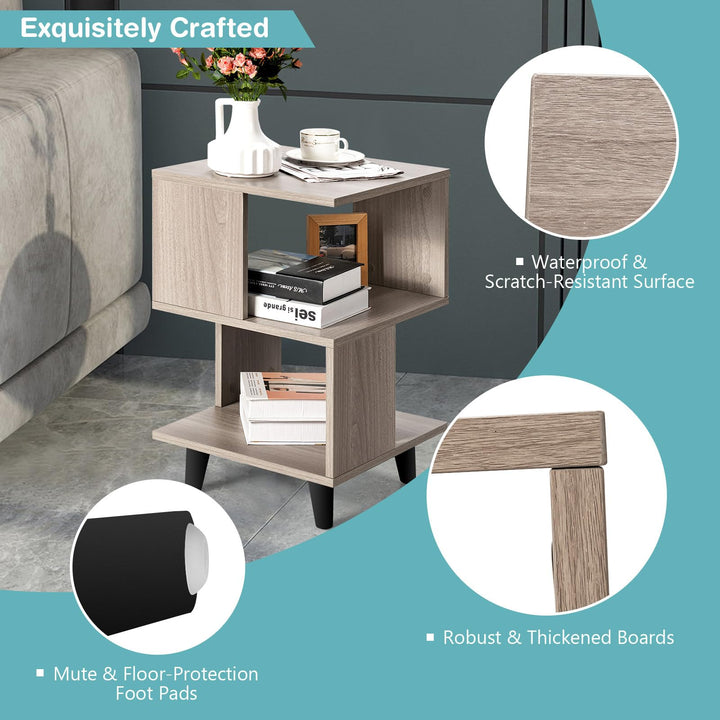 Giantex 3-Tier Geometric Bookshelf Set of 2 with Open Storage Shelves