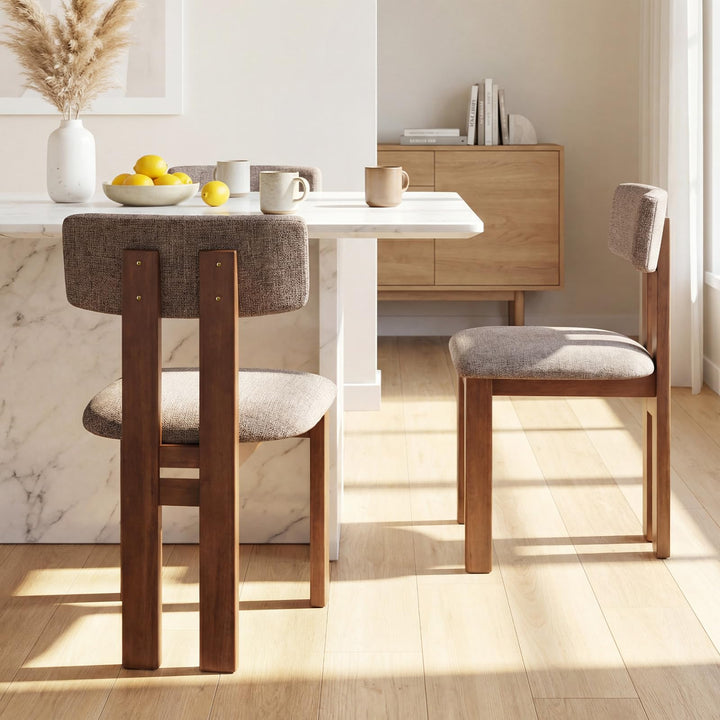 Giantex Upholstered Kitchen Chairs with Curved Backrest