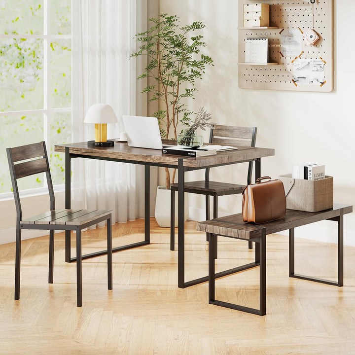 Giantex 4-Piece Dining Table Set for 4 with 1 Bench and 2 Chairs