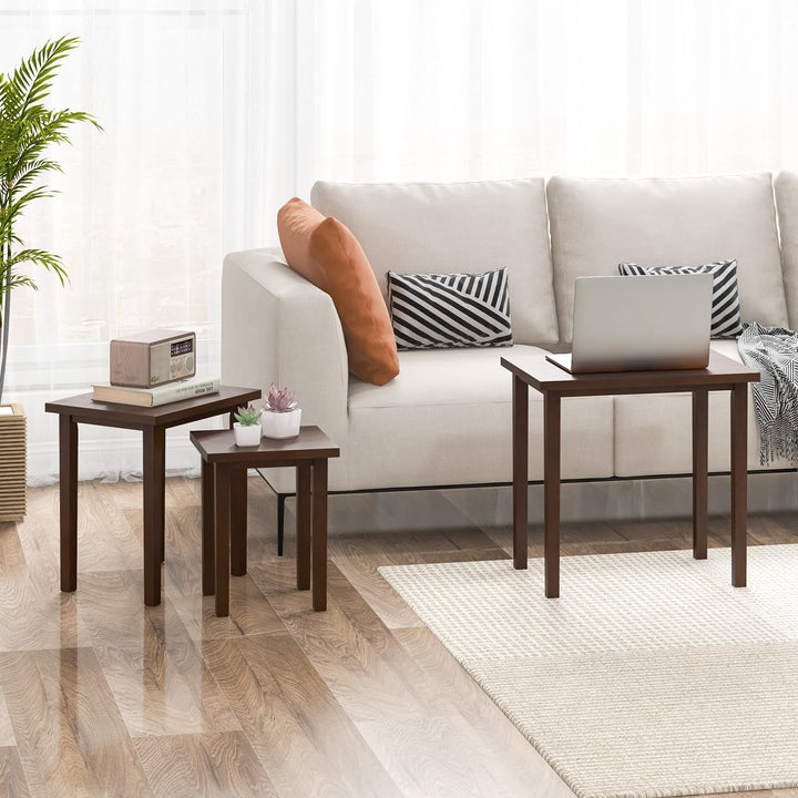Giantex Nesting Tables Set of 3, Farmhouse Stacking Side Tables with Rubber Legs