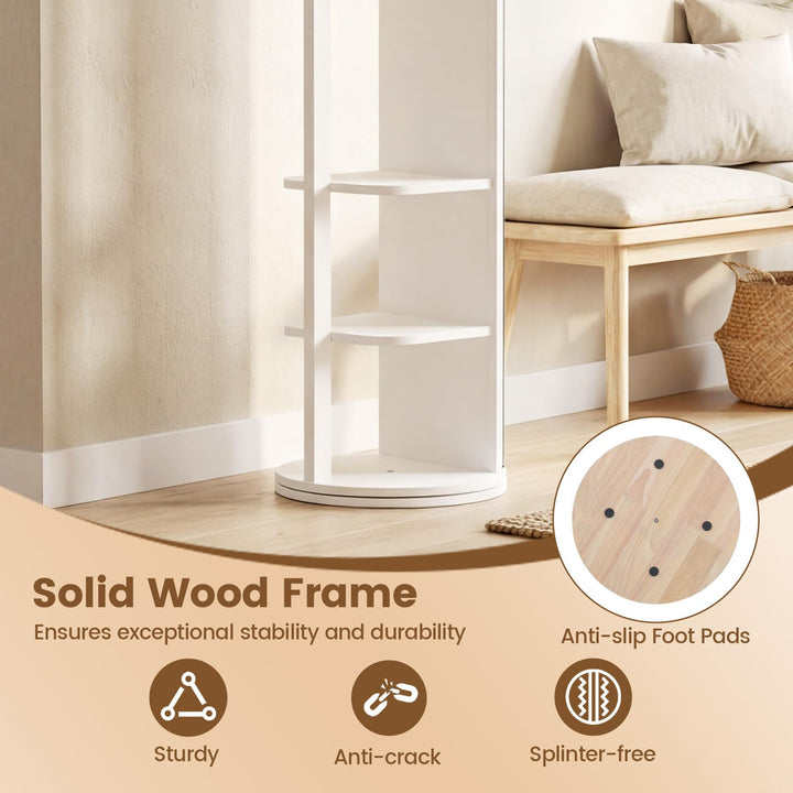 CHARMAID 65.5" Wood Floor Standing Mirror with Clothes Rod