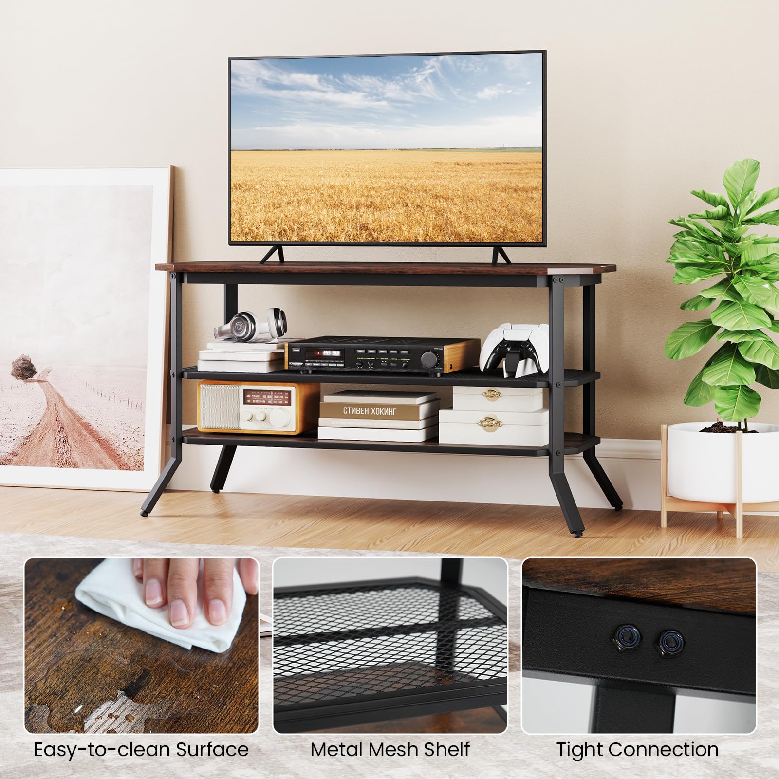 Giantex TV Stand 3 Tier Industrial Entertainment Center
