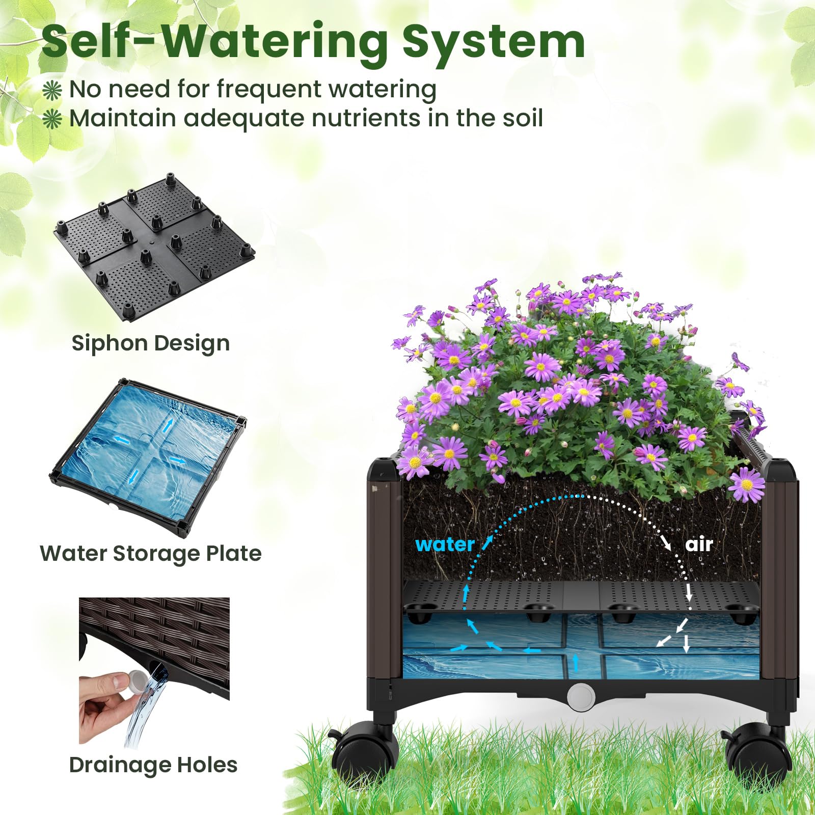 Giantex Raised Garden Bed with Wheels & Tomato Cage