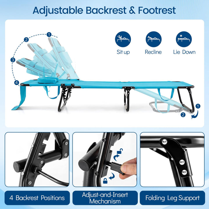 Giantex Folding Beach Tanning Chair Adjustable Face Down Patio Lounge Chair