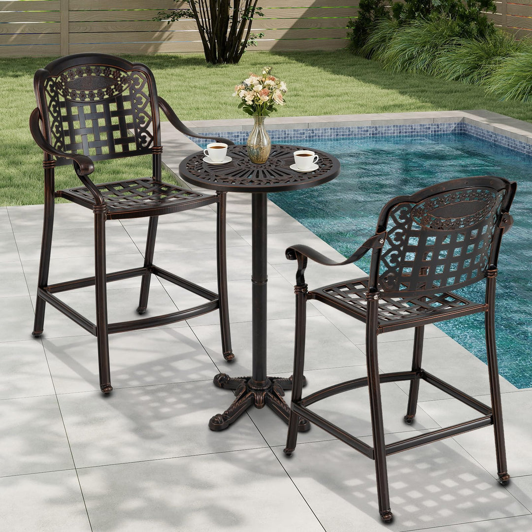 Giantex Outdoor Bar Stools Set of 2/4 Cast Aluminum