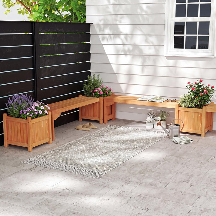 GIANTEX 2-in-1 Outdoor Bench with Raised Garden Bed