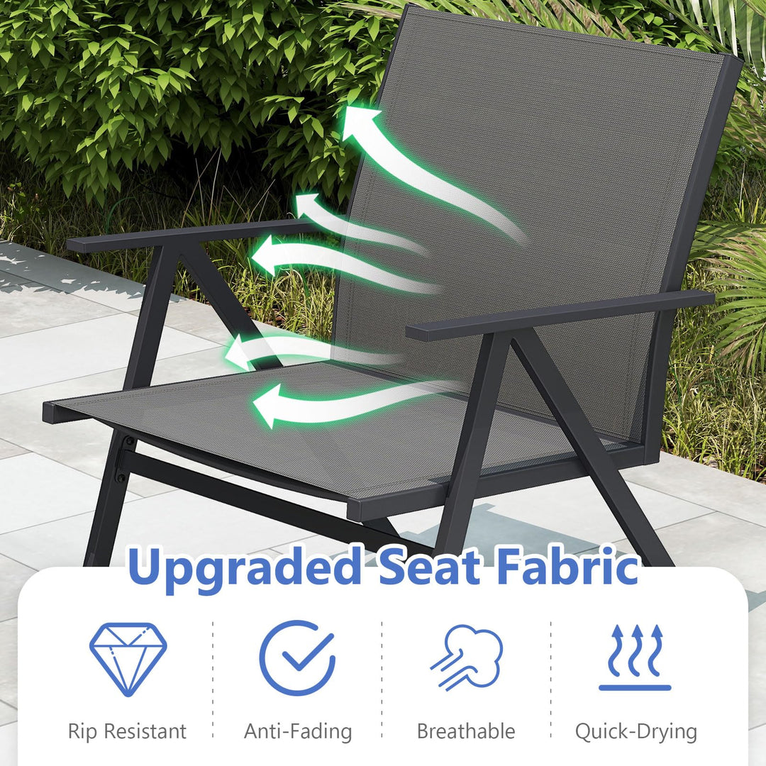 Giantex All Weather Outdoor Dining Chairs w/Sturdy Metal Frame & Breathable Seat Back