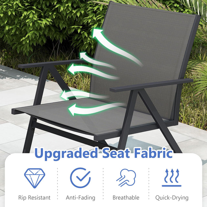 Giantex All Weather Outdoor Dining Chairs w/Sturdy Metal Frame & Breathable Seat Back