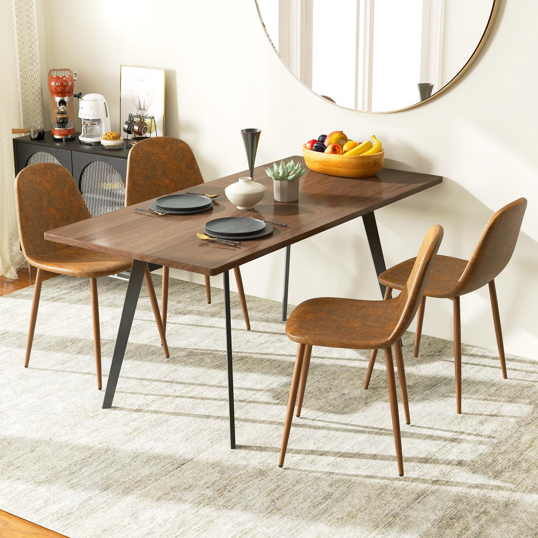 Giantex Upholstered Dining Chairs Set of 4 PU Leather Kitchen Side Chairs w/Padded Seats
