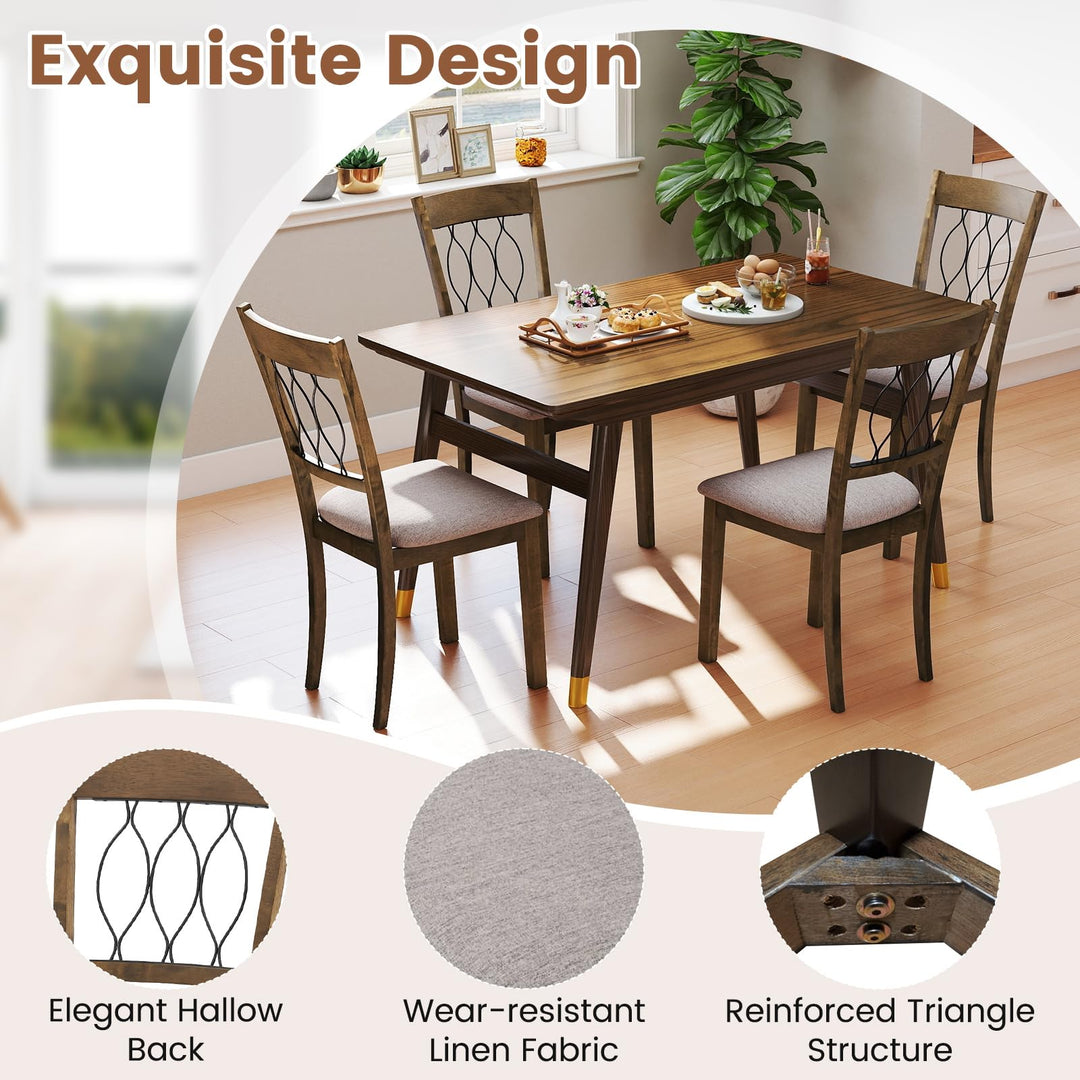 Giantex Dining Chairs Set of 2/4 Fabric Upholstered Armless Kitchen Chairs w/Hollowed Backrest