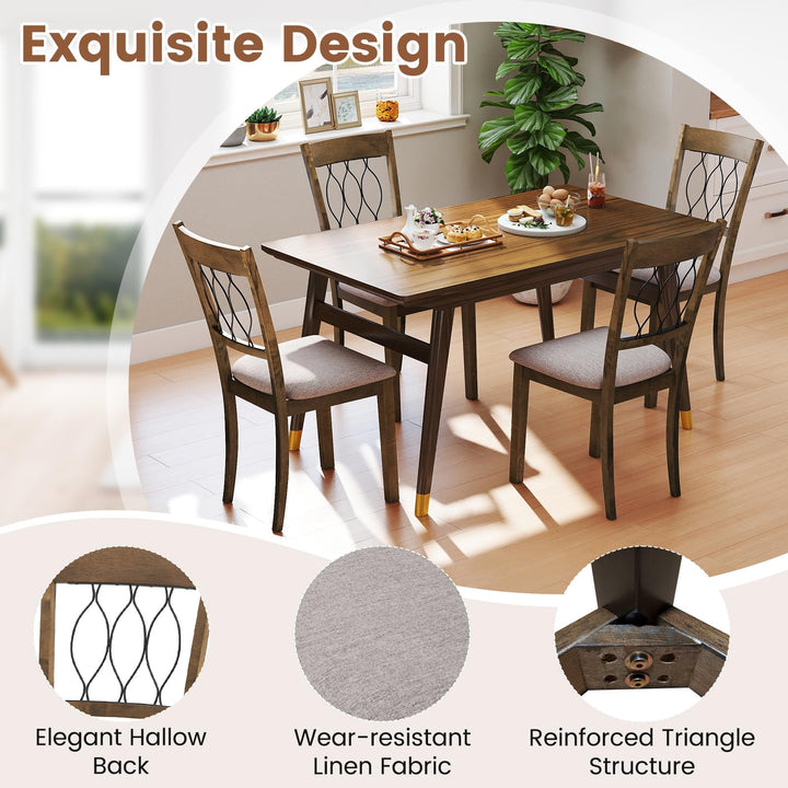 Giantex Dining Chairs Set of 2/4 Fabric Upholstered Armless Kitchen Chairs w/Hollowed Backrest