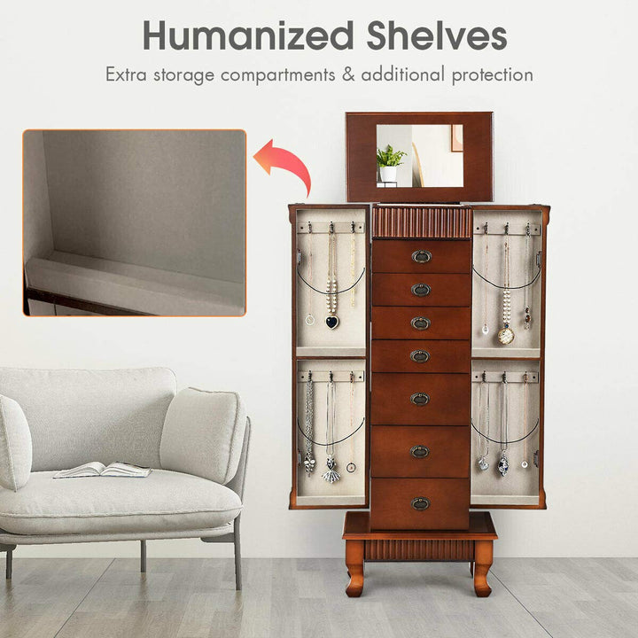 Standing Jewelry Armoire Cabinet Storage Chest - Giantex