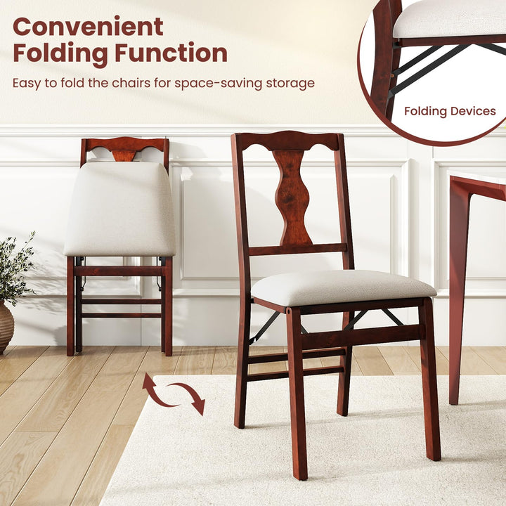 Giantex Folding Dining Chairs Set of 2/4 Upholstered Dining Chairs with Comfy Padded Seats