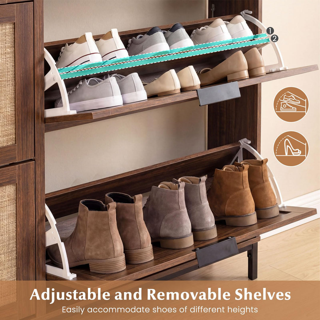 Giantex Large Shoe Storage Cabinet w/ 4 Flip Drawers