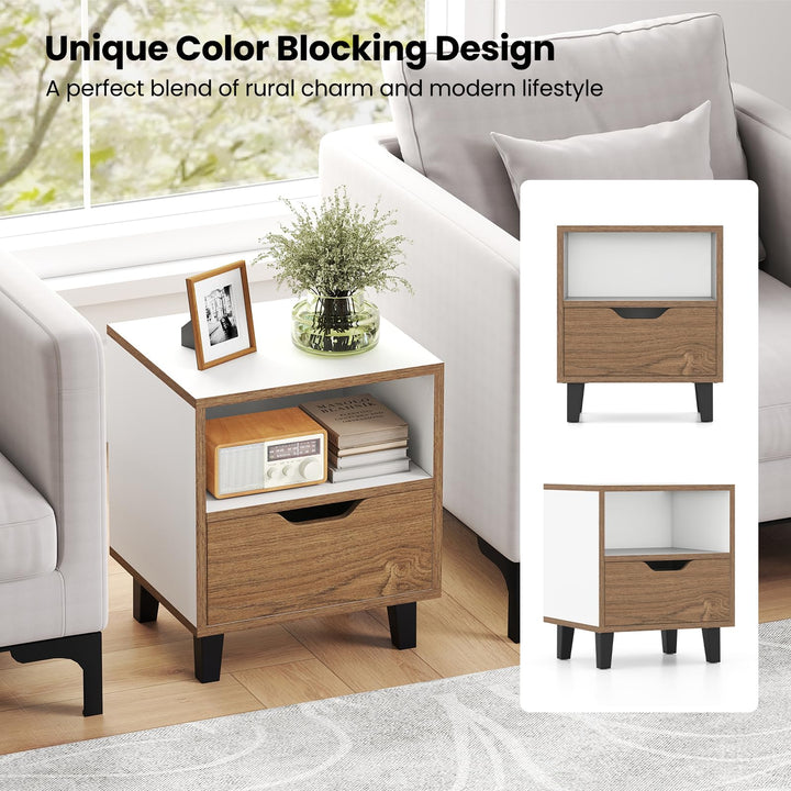 Giantex Mid Century Modern Nightstand with Metal Legs