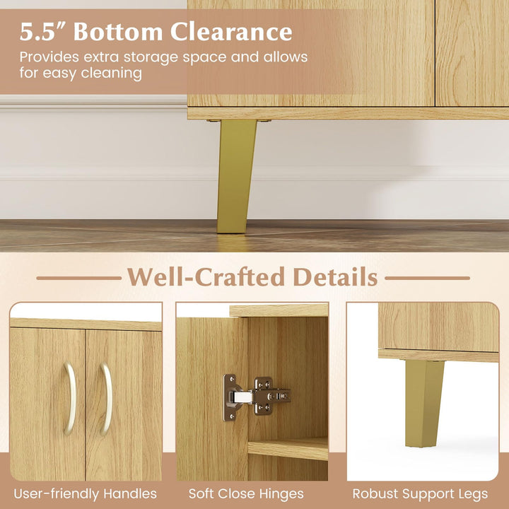 Giantex 6-Tier Modern Freestanding Wooden Shoe Cabinet with Doors and Removable Shelves