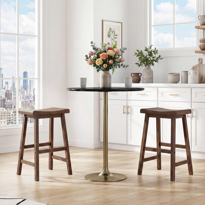 Giantex 24 Inch Counter Height Saddle Bar Stools with Footrest (2/4)