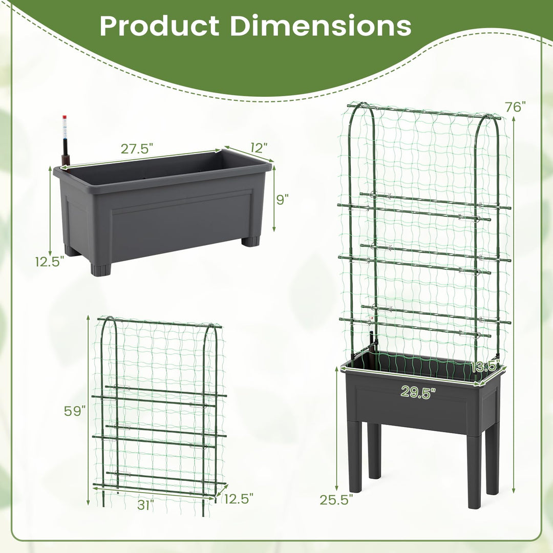 Giantex Raised Garden Bed with Legs and Trellis for Climbing Plants