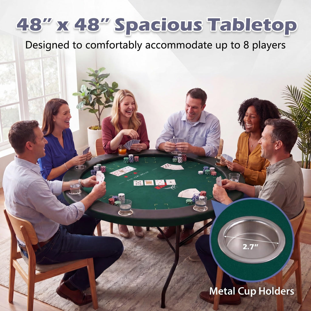 Giantex 8 Player 48" Round Texas Holdem Poker Table Foldable