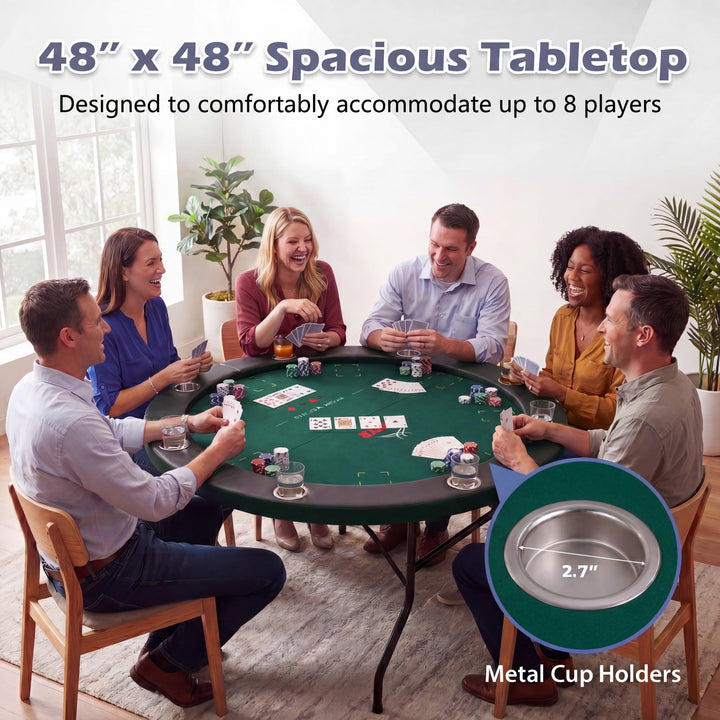 Giantex 8 Player 48" Round Texas Holdem Poker Table Foldable