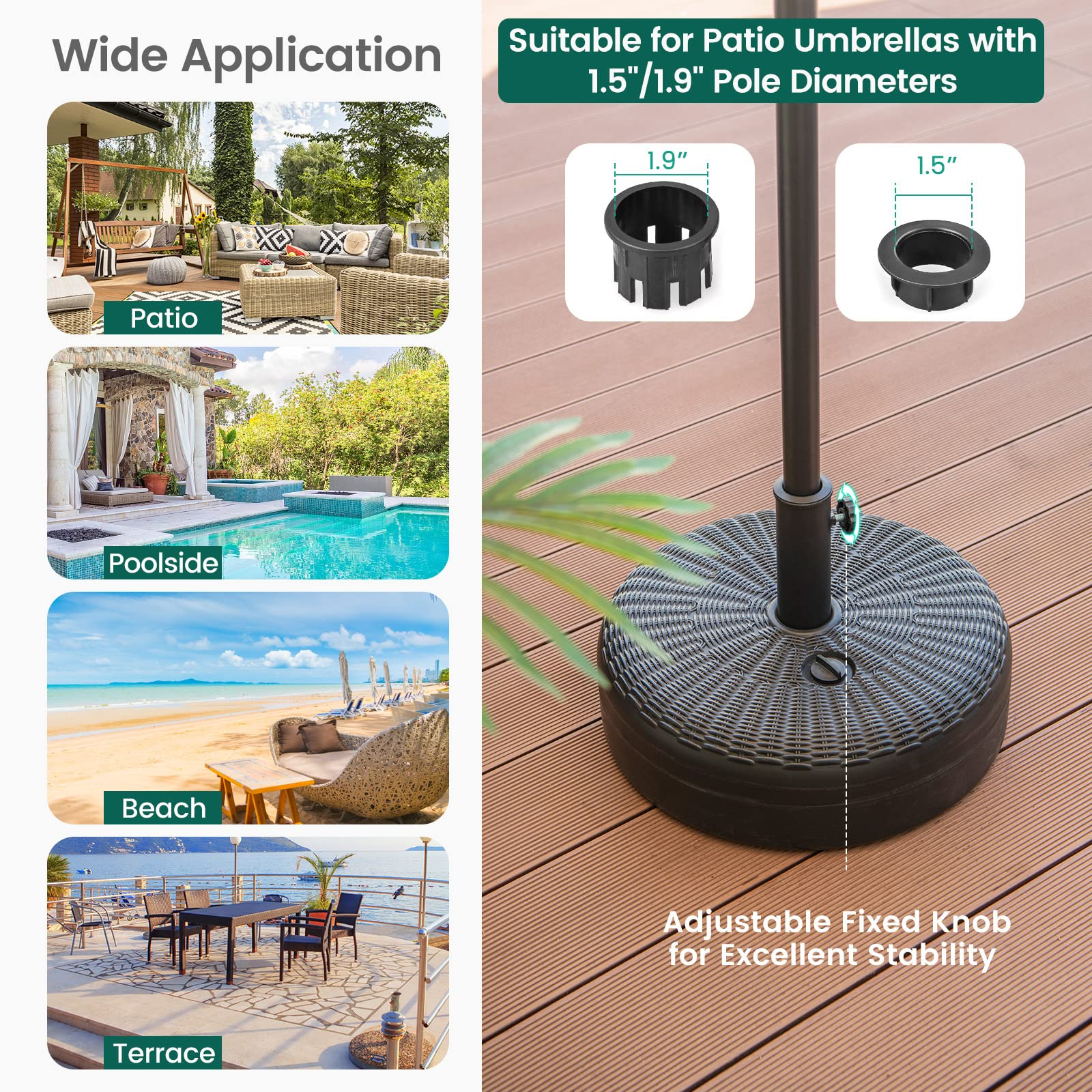 Giantex Fillable Umbrella Base, 18 inch Umbrella Stand Water and Sand Filled
