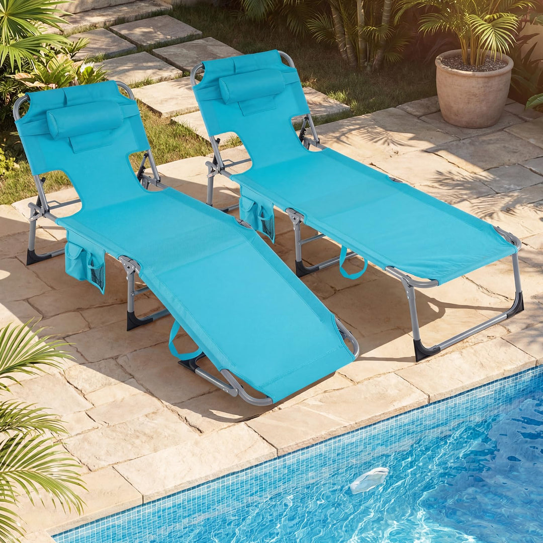 Giantex Tanning Chair with Face Arm Holes Folding Chair